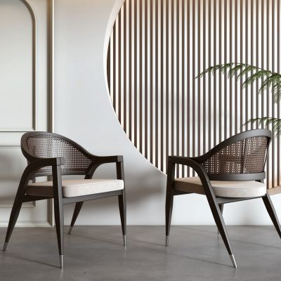 北欧藤编扶手休闲椅子