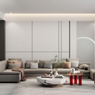 轻奢奶油风大平层客厅