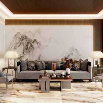 新中式客厅背景墙