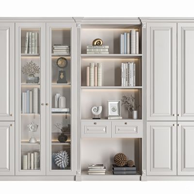 简欧白色书柜