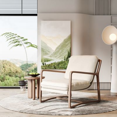 侘寂白色休闲椅子