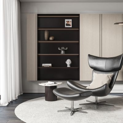 现代黑色皮革休闲椅子