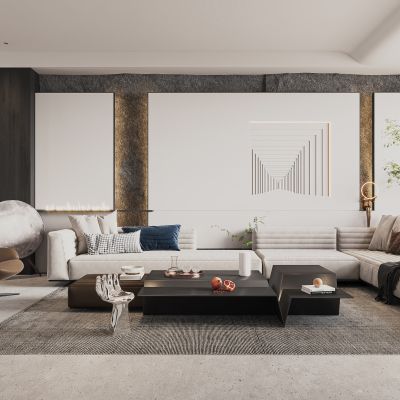 现代暗色系客餐厅