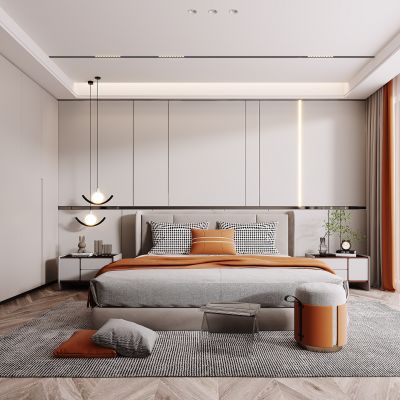 现代卧室，轻奢卧室，卧室，