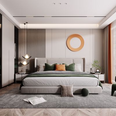 现代卧室，轻奢卧室，卧室，