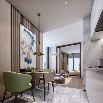 现代小户型公寓客厅卧室