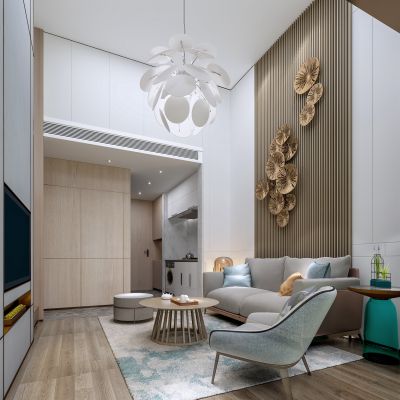 现代小户型公寓客厅卧室