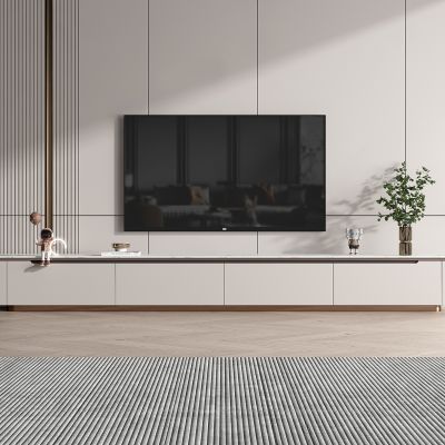 现代奶油风烤漆电视柜