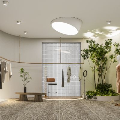 侘寂风服装店直播间