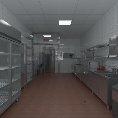 现代厨房 餐厅后厨 厨具