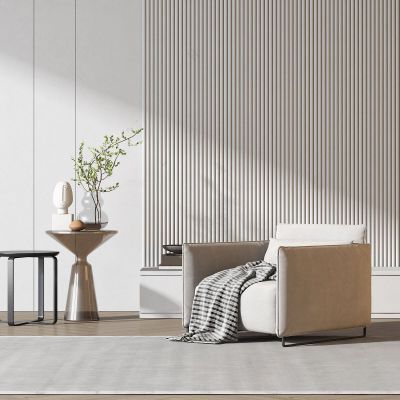 现代单人沙发 茶几 摆件