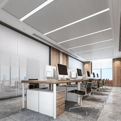 现代开敞办公区3D模型