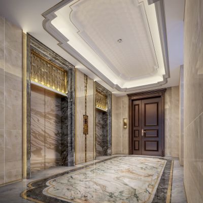 新中式酒店电梯厅