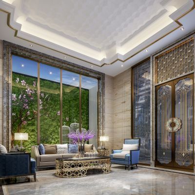 新中式会所接待前厅