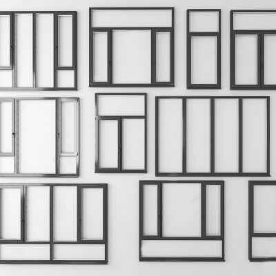 现代窗户组合 窗户 玻璃窗 平开窗 落地窗