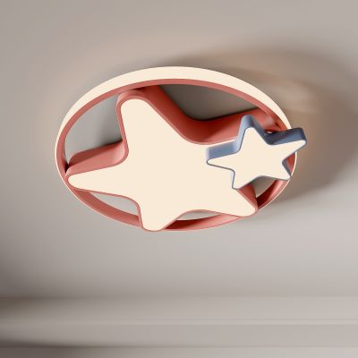 现代儿童吸顶灯 卡通吸顶灯 男童女童卧室吸顶灯 圆形 飞机 云朵 吸顶灯