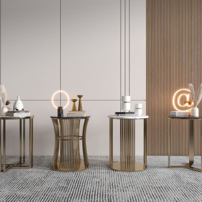 现代边几 角几 组合 饰品摆件 花瓶