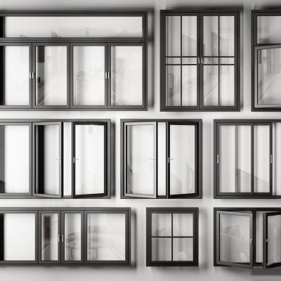 现代窗户组合 窗户 玻璃窗 平开窗 落地窗