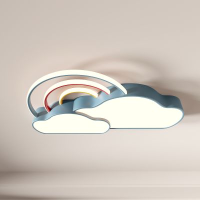 现代儿童吸顶灯 卡通吸顶灯 男童女童卧室吸顶灯 圆形 飞机 云朵 吸顶灯