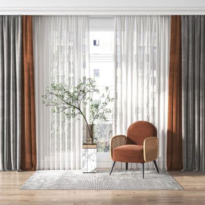 现代窗帘 休闲椅