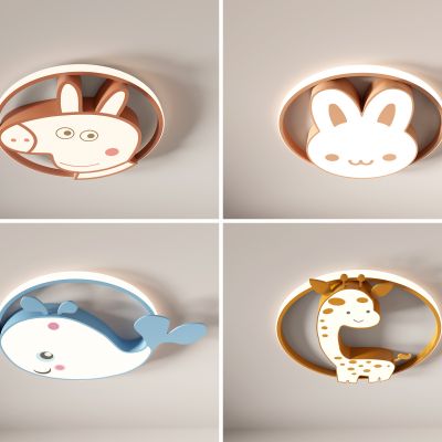 现代儿童吸顶灯 卡通吸顶灯 男童卧室 女童卧室 圆形 可爱 动画 儿童卧室 动物吸顶灯 - 副本塌陷