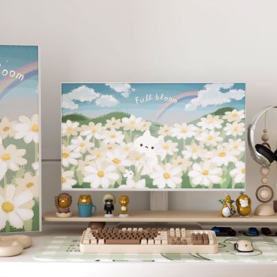 现代桌搭电脑显示器键盘办公用品陈设品