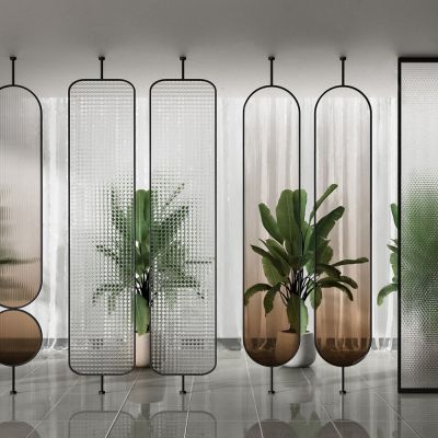 现代渐变玻璃隔断屏风