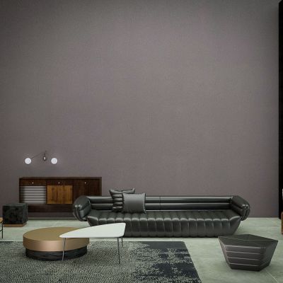 现代黑色皮革沙发组合