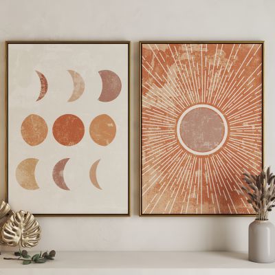 现代日月组合艺术挂画