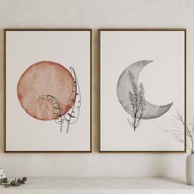 现代日月组合艺术挂画