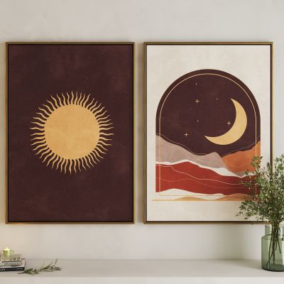 现代日月组合艺术挂画