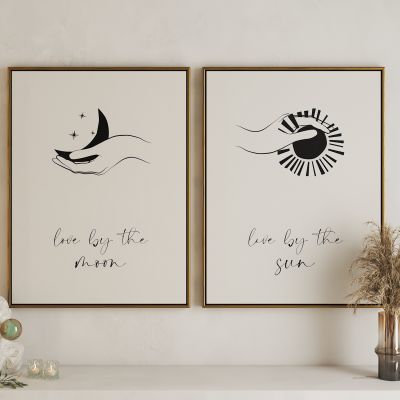 现代日月组合艺术挂画