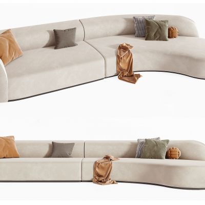 现代rugiano奶油风弧形沙发