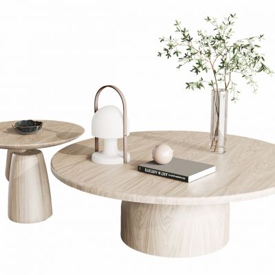 现代实木子母茶几3d模