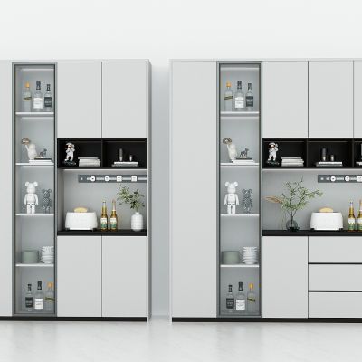 现代餐厅酒柜，玻璃酒柜，半开放式酒柜，展示柜，储物柜