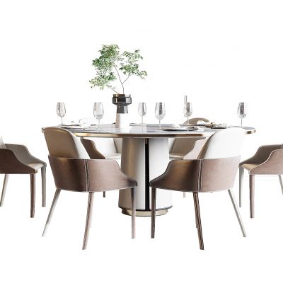 现代圆形餐桌组合