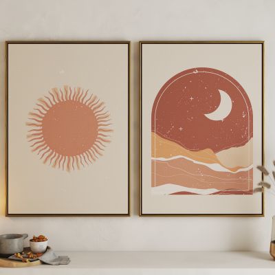 现代日月组合艺术挂画