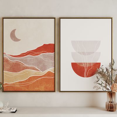 现代日月组合艺术挂画