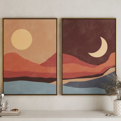 现代日月组合艺术挂画