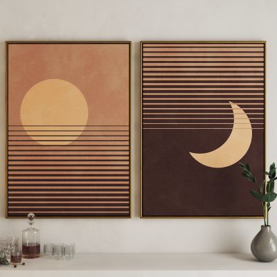 现代日月组合艺术挂画