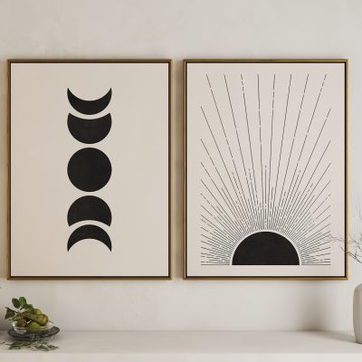 现代日月组合艺术挂画