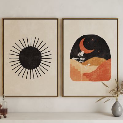 现代日月组合艺术挂画