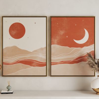 现代日月组合艺术挂画