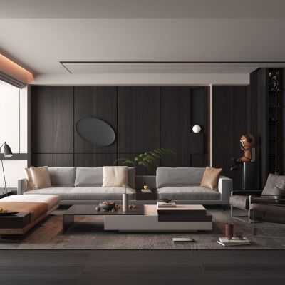 现代风格的客厅  沙发 茶几