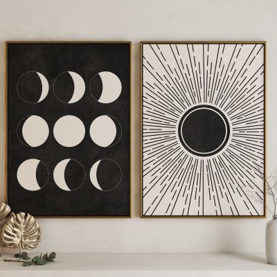 现代日月组合艺术挂画