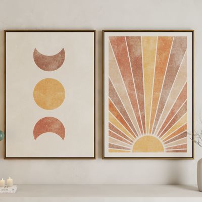 现代日月组合艺术挂画