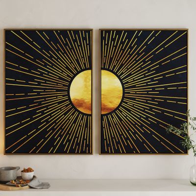 现代日月组合艺术挂画