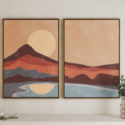 现代日月组合艺术挂画