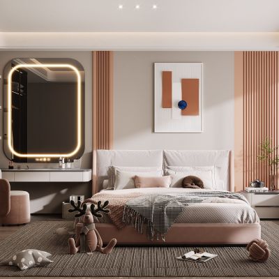 现代卧室，轻奢卧室，卧室，