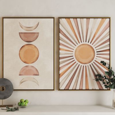 现代日月组合艺术挂画